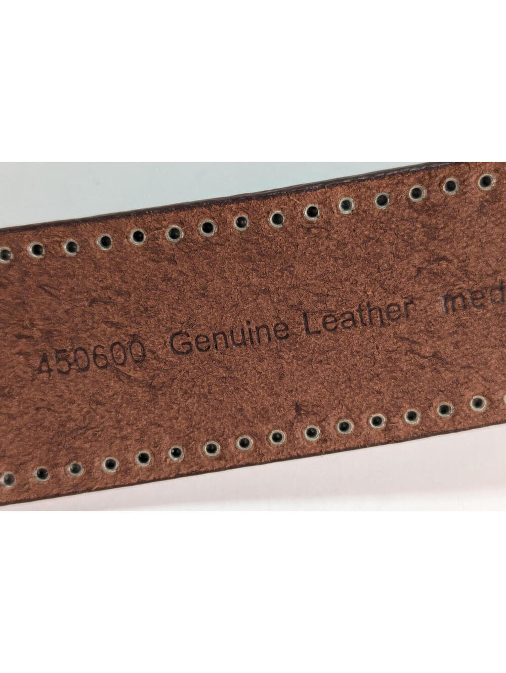 Women's Calvin Klein Jeans Leather Belt Medium 38" Brown Studded Matte Silver - Picture 9 of 11